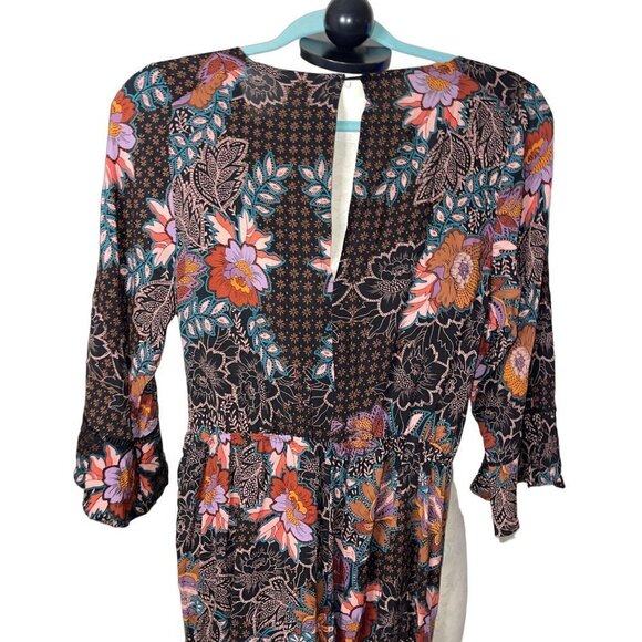 JAASE Maxi Wrap Dress Size Medium Purple Haze Multicolor Bohemian Floral Rayon - Picture 3 of 15